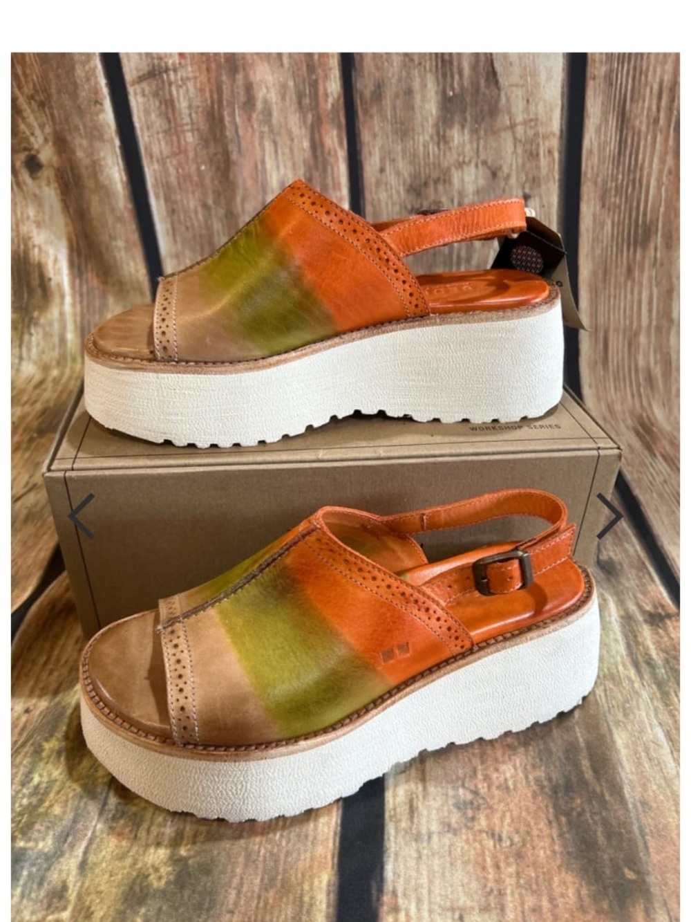 Womans Brand New Size 8.5 Bed|Stu LIBRARY MELON ID SANDALS. Platform Sandals 💃